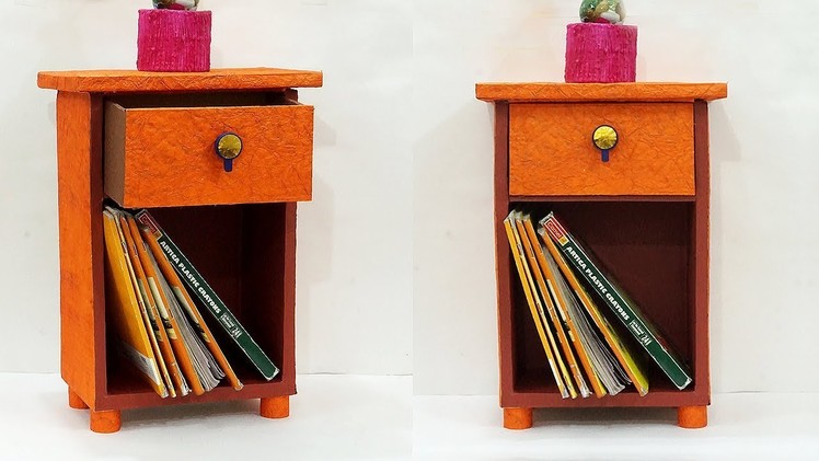 DIY Cupboard Style Table Organiser from Cardboard | Best Out of Waste Cardboard Craft Idea