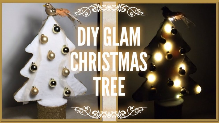 DIY Glam Lighted Gold & White Christmas Tree Centerpiece - Dollar Tree Christmas Decor