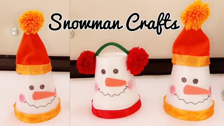 DIY Snowman.Snowman Making from Disposal Cups.Snowman Crafts for Kids.Christmas Decoration Ideas