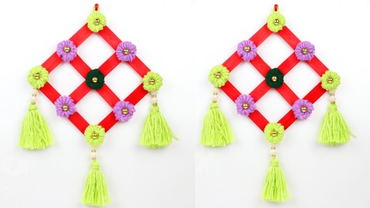 Diy Wall Hanging make using Ice-cream Stick & Woolen.Make wall hanging within 5 minutes