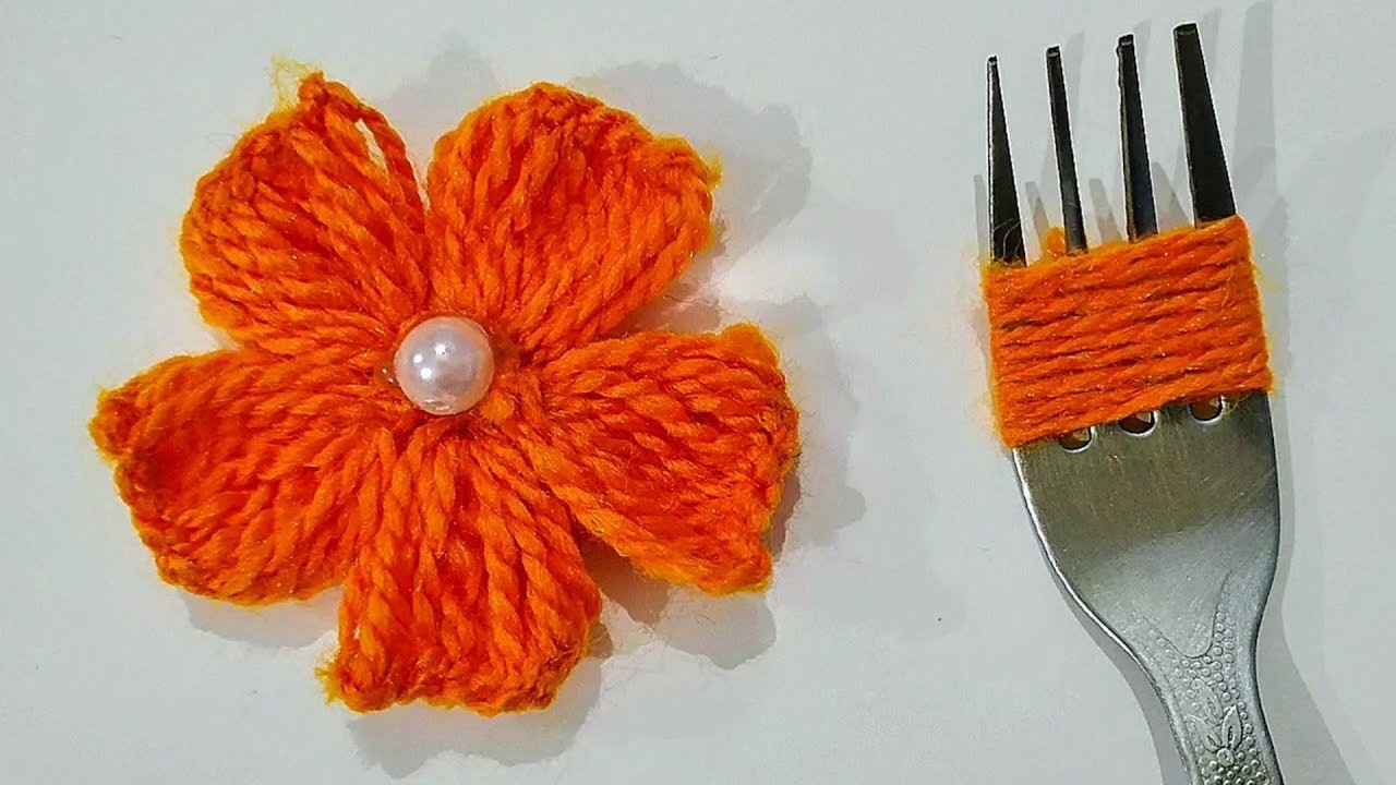 DIY Wool Flower Making. Easy Beautiful Flower Out Of Wool