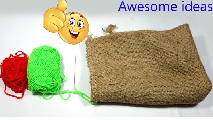 Excellent idea with jute sacks| DIY Arts and Crafts With Jute Sack!!Jute Sack craft!with Woolen