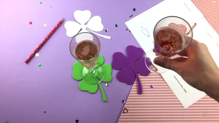 Four leaf clover coaster diy crafts for kids Basteln für Kindern PepMelon