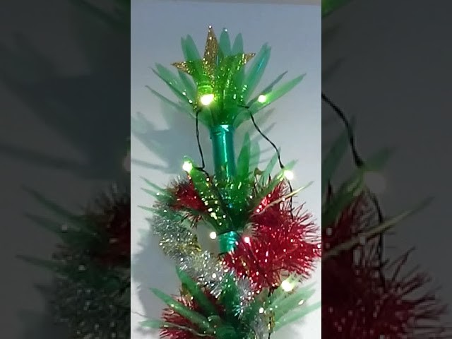 19 December 2018 #124 DIY PROJECT BAMBOO CHRISTMAS TREE MADE FROM RECYCLED GREEN  PLASTIC BOTTLES