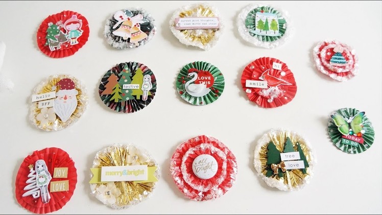 DIY Christmas Rosettes Edged with Snow Made with Cupcake Wrappers