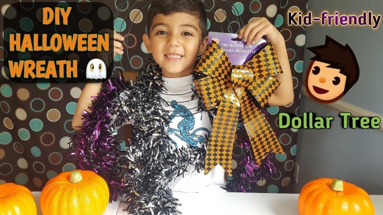 DIY: Halloween Wreath.Dollar Tree.Kid Friendly.Amir's Fun Day!