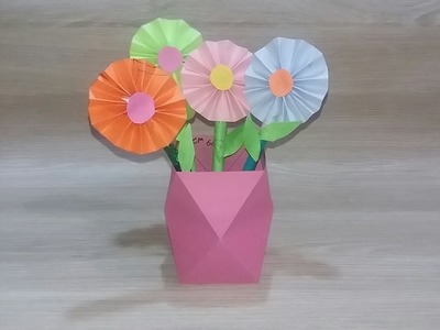 Easy Paper Flower vase or pen holder || Handmade paper flower vase || Easy Paper Craft