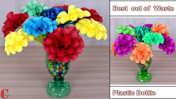 Best out of Waste Plastic Bottle || DIY Flower Vase using Plastic bottle !!!!! Craft Ideas !!!