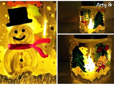 Christmas Decoration Ideas for Room Decor | Glass Painting | Bottle Lamp Making by Arty & Crafty