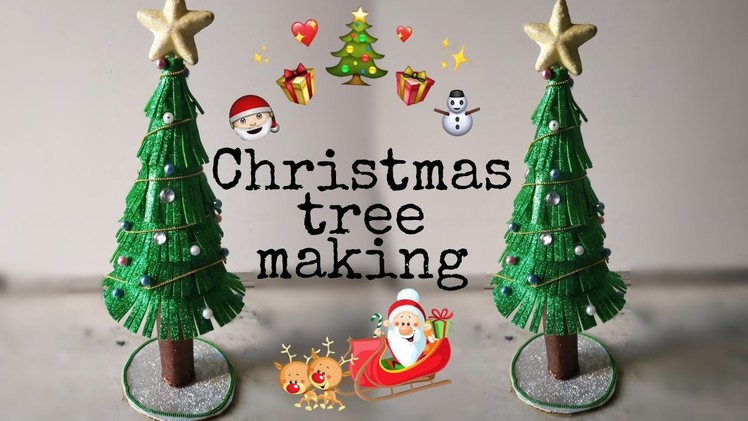 Christmas Tree Making.Christmas Tree from Glitter Foam Sheet.Christmas Tree Decoration for Kids