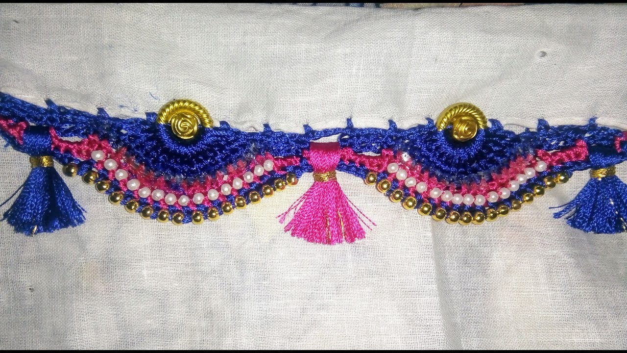 Dount ring saree kuchu design with pearl and gold bead