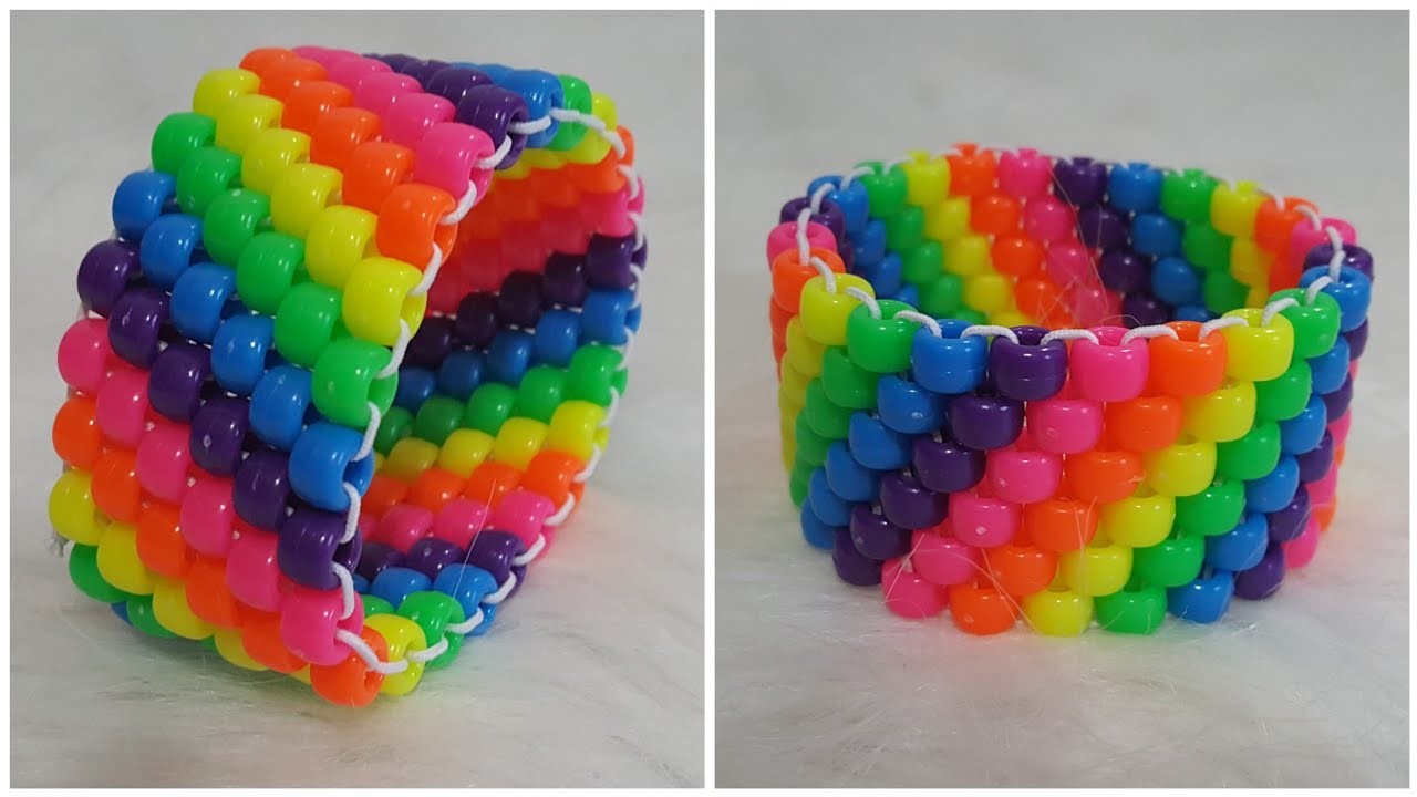 Rainbow Striped Peyote Kandi Cuff Tutorial   Rainbow Striped Peyote Kandi Cuff OrfL O 