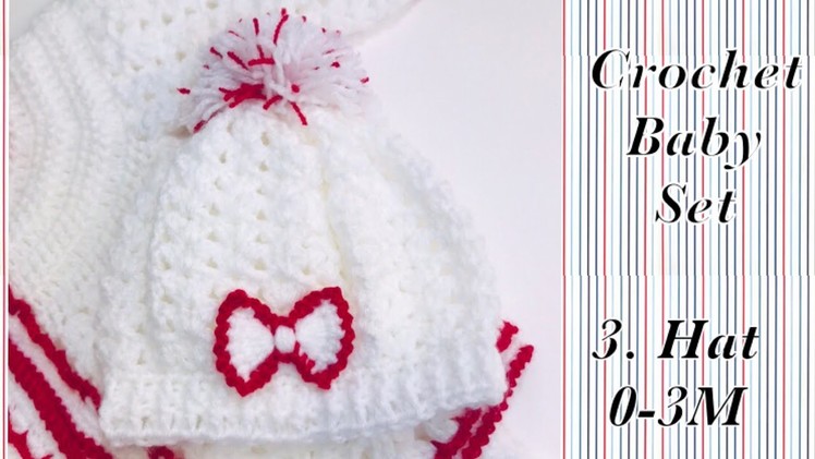 Baby girl layette set: How to crochet newborn baby beanie hat | cap 0-3M Crochet for Baby #169