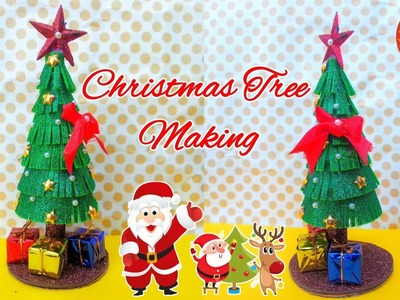 Christmas Tree Making | Christmas Tree from Glitter Foam Sheet | Christmas Tree Decoration for Kids