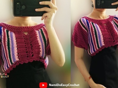 Easy Crochet: Crochet Crop Top (Sweater) #11 [using leftover yarn]