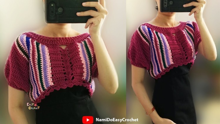 Easy Crochet: Crochet Crop Top (Sweater) #11 [using leftover yarn]