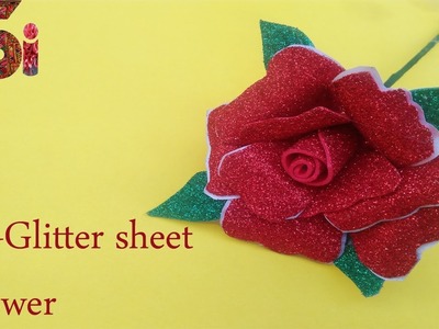Foam rose. Glitter Foam Sheet rose tutorial. Glitter foam sheet craft ideas. Flores, rose en Foami