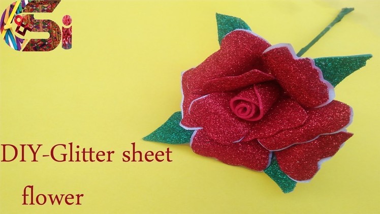 Foam rose. Glitter Foam Sheet rose tutorial. Glitter foam sheet craft ideas. Flores, rose en Foami