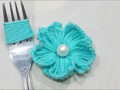 Hand Embroidery Amazing Trick# Easy Flower Embroidery Trick# Sewing Hack:Making Flower with Fork