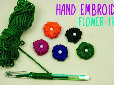 Hand Embroidery Amazing Trick# Sewing Hack# Easy Hand Embroidery Flower Trick