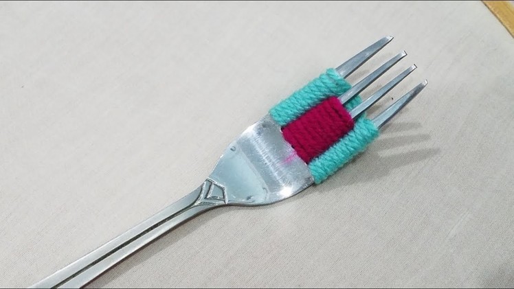 Hand Embroidery:Easy Amazing #Sewing Hack Trick Make a Flower With Fork Part 15