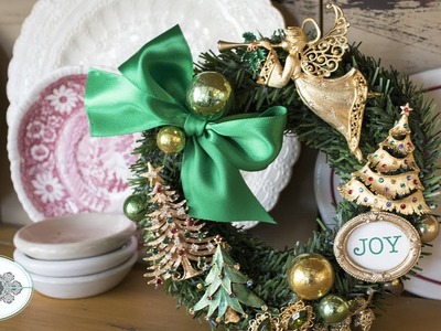 Mini Costume Jewelry Christmas Wreath