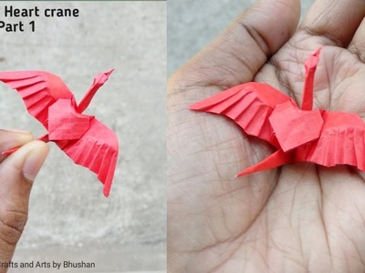 Origami Heart crane, part one | Best gift for valentine day