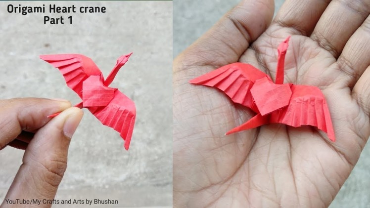 Origami Heart crane, part one | Best gift for valentine day