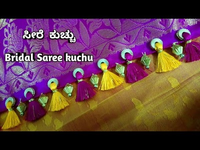 Bridal Saree Kuchu design with beads. Silk saree kuchu