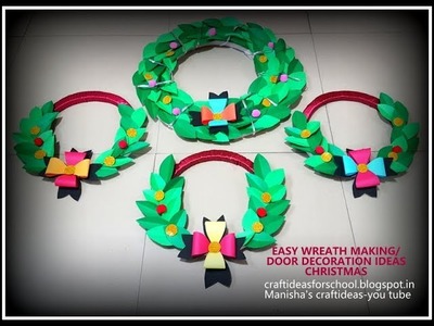 Christmas easy wreath making, easy handmade christmas door decoration idea