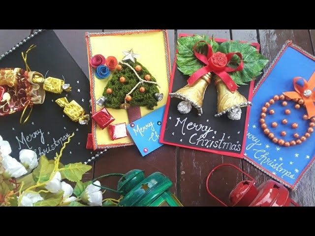 Christmas greeting cards diy ( 4 easy and unique Christmas cards)????????????part 1
