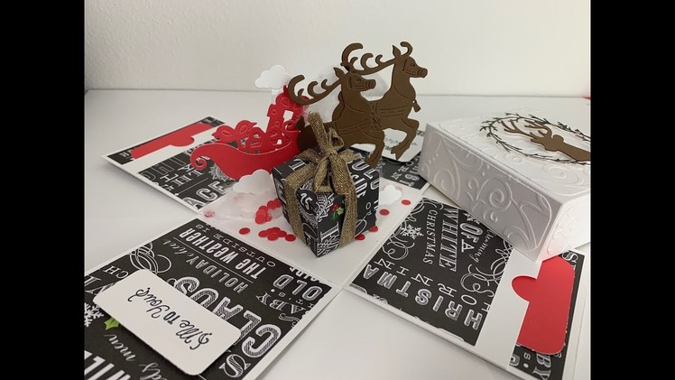 DIY Christmas Explosion Box |  3D Reindeer Christmas Explosion Box | Handmade