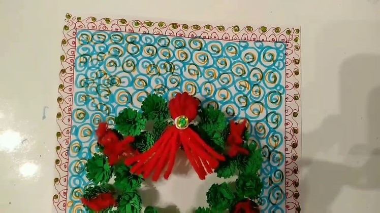 Handmade Christmas card. christmas quilling greeting card(1). How to make simple Greeting card