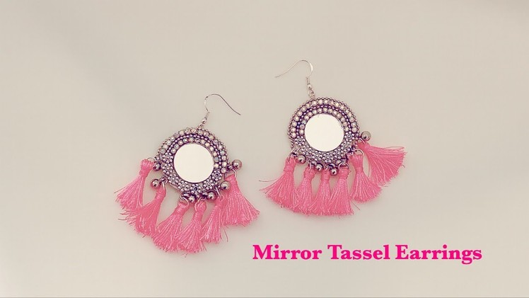 Making Beautiful Pink Mirror Tassel Earrings||Mirror Earrings||Latest Trending Earrings||Handmade
