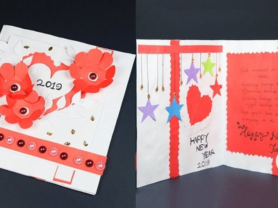New year greeting card || Beautiful Handmade Happy New Year 2019 Card Idea