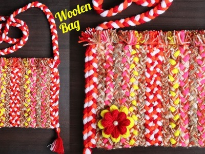 Woolen ladies side bag Or Purse | Woolen shopping bag with Zipper | handmade woolen handbag