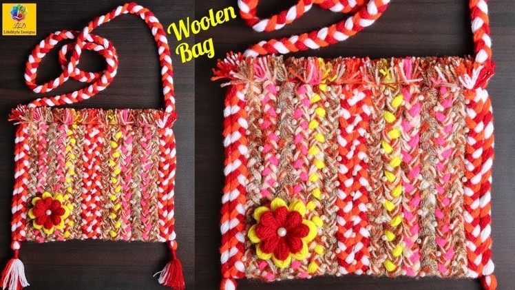 Woolen ladies side bag Or Purse | Woolen shopping bag with Zipper | handmade woolen handbag