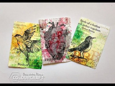 Artist Trading Cards with Brushos, Rubber Dance and Tim Holtz Stamp Platform
