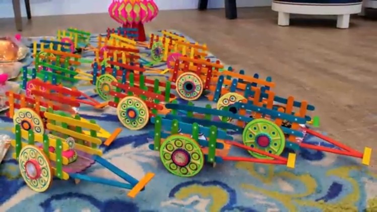 Bullock cart making with ice cream sticks for baby shower