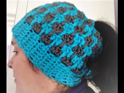 Crochet Messy Bun Hat Beanie MAJOVEL very easy #crochet