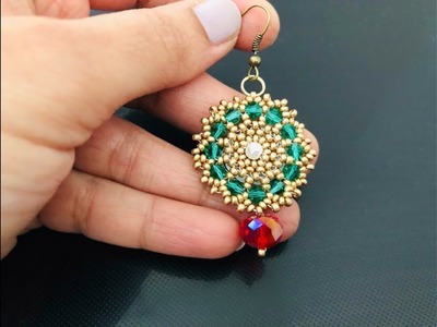 DIY Beaded Earrings For Christmas Eve . Sparkle Red & Green Christmas Colours