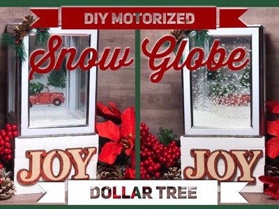 DIY Christmas Motorized Blowing Snow Globe - Red Truck Falling Snow - Dollar Tree Christmas Decor
