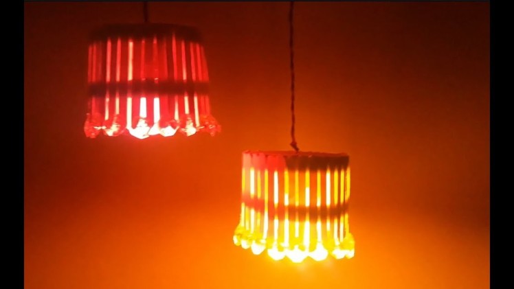 DIY Crafts with Popsticks: Easy Decorative Lamp Shades | Making Craft Stick Lampshade