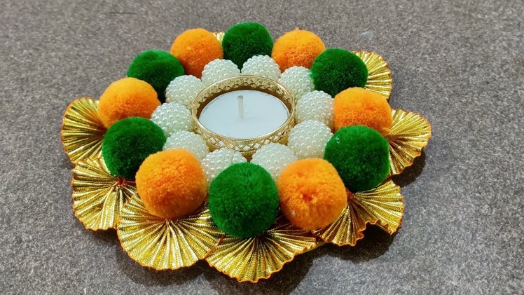 DIY Decorative Pom Pom Diya For Diwali || Diwali Decoration || Diwali Gift