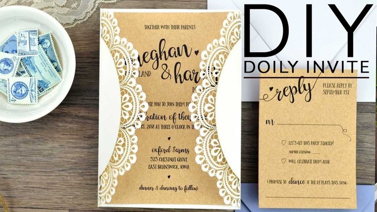 DIY Rustic Doily Wedding Invitations