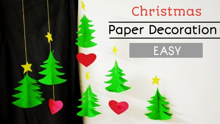 Easy Paper Christmas decoration| Christmas wall decoration ideas using paper|Wall hanging craft idea