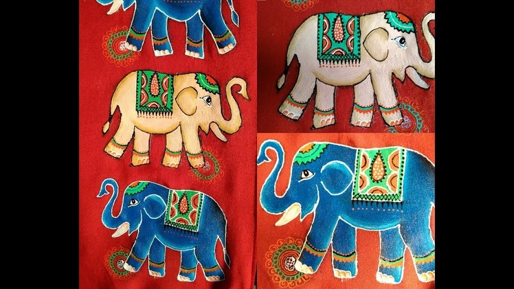 Fabric Painting - How to paint Elephant on Kurti (Long Gown) - step by step Tutorial