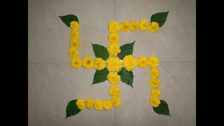 Flower Swastik Rangoli Design(NEW)