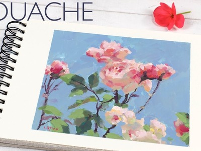 Gouache Sketchbook Painting - Roses and the Sky | Demo by Lena Rivo