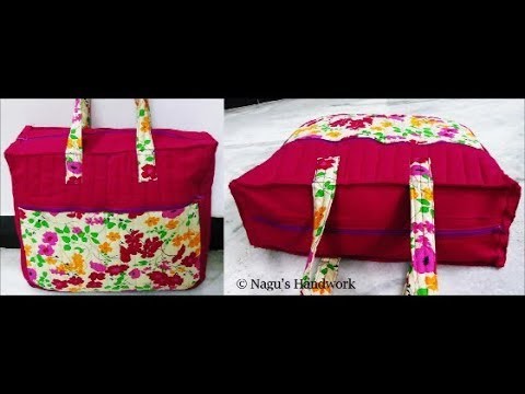 Handmade Travel bag.cutting and stitching of homemade shopping bag in Tamil.Travel bag with zipper